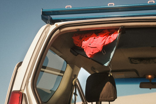 Cargo Hammock in Jimny 3 with a jacket