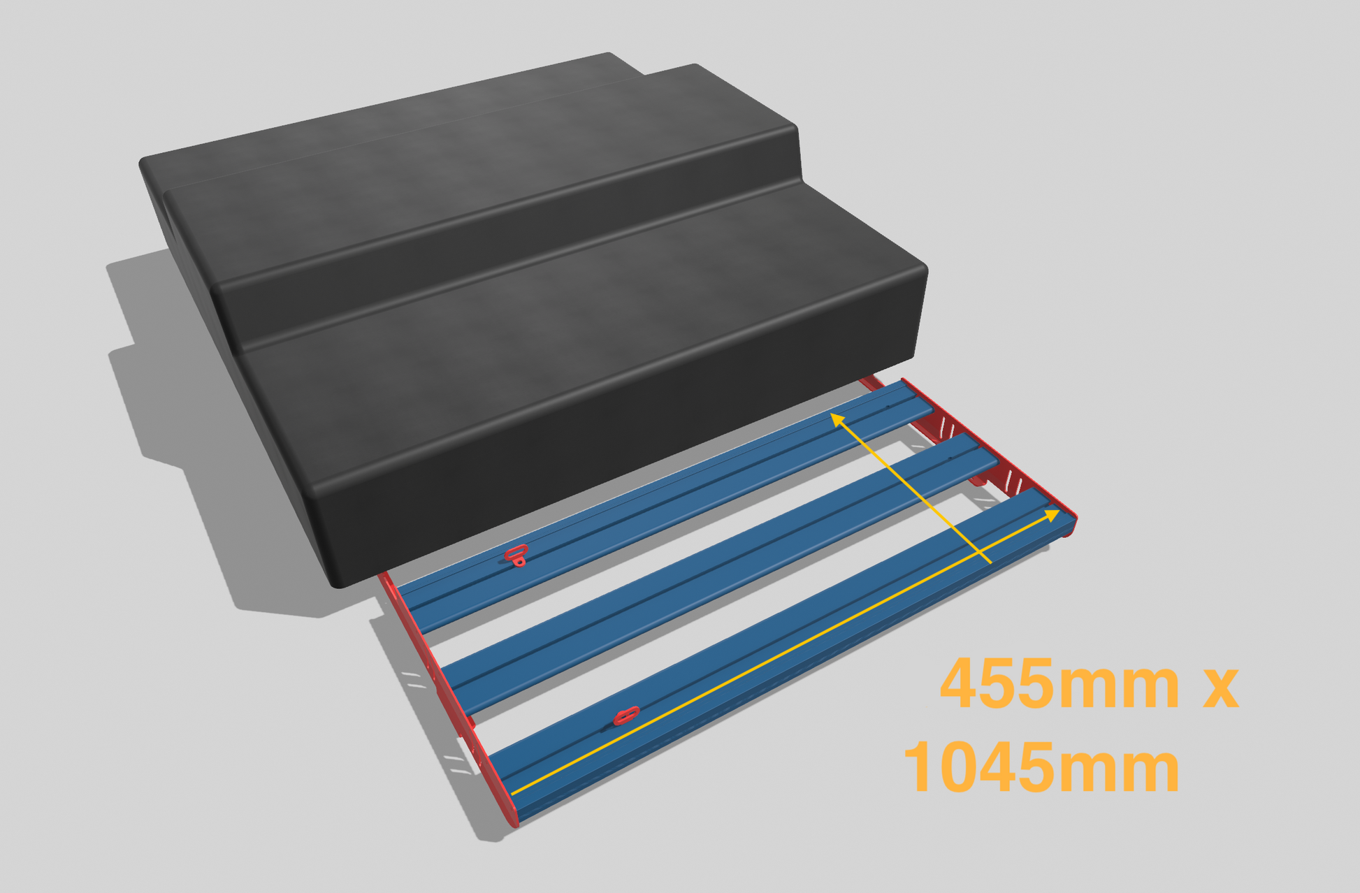 Illustration showing dimensions for the Roof Rack for Jimny 3 total length and width being 455x1045mm