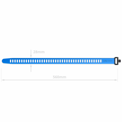 Product picture of blue SoftTie strap show dimensions